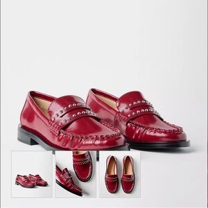 LOFT Burgundy Studded Loafers